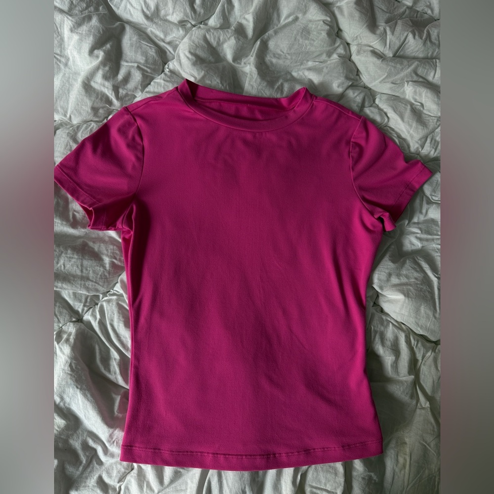 AUTOMET WOMENS PINK SHORT SLEEVE DOUBLED LINED TOP SHIRT